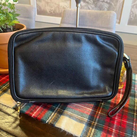 Dunhill Black Leather Zipper Clutch Bag Authentic - Picture 2 of 7